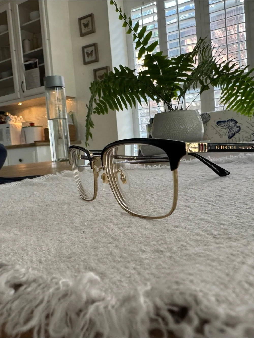Gucci Black and Gold Browline Eyeglasses